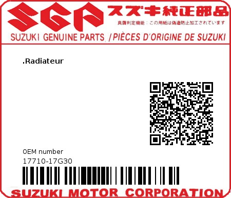 Product image: Suzuki - 17710-17G30 - RADIATOR ASSY,W  0