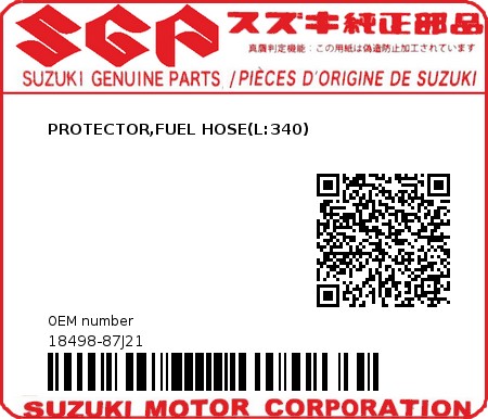 Product image: Suzuki - 18498-87J21 - PROTECTOR,FUEL HOSE(L:340) 