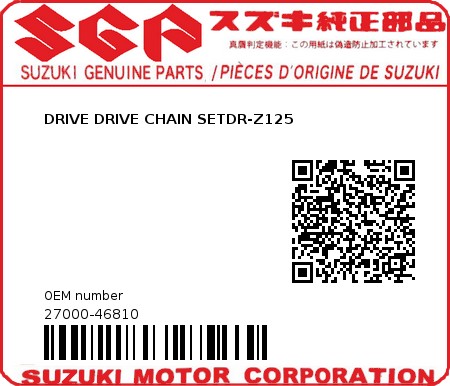 Product image: Suzuki - 27000-46810 - DRIVE DRIVE CHAIN SETDR-Z125  0