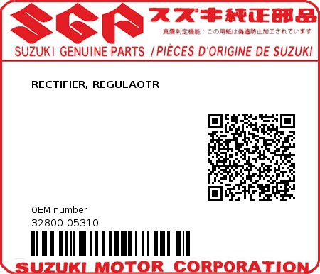 Product image: Suzuki - 32800-05310 - RECTIFIER, REGULAOTR 