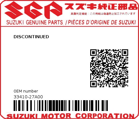 Product image: Suzuki - 33410-27A00 - DISCONTINUED         