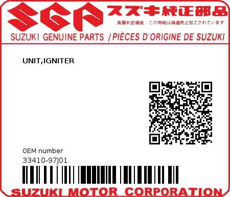 Product image: Suzuki - 33410-97J01 - UNIT COMP,IGNIT 