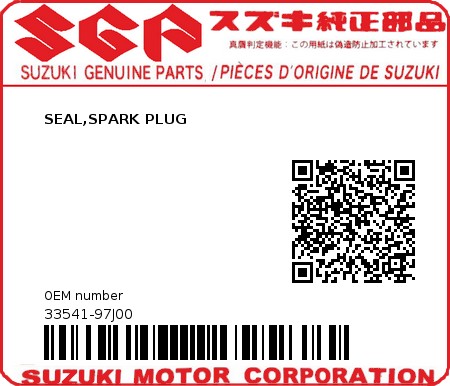 Product image: Suzuki - 33541-97J00 - SEAL,SPARK PLUG 