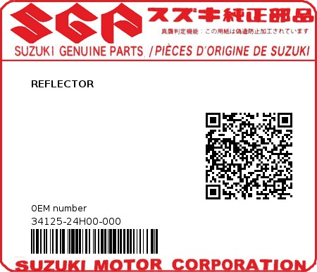 Product image: Suzuki - 34125-24H00-000 - REFLECTOR 