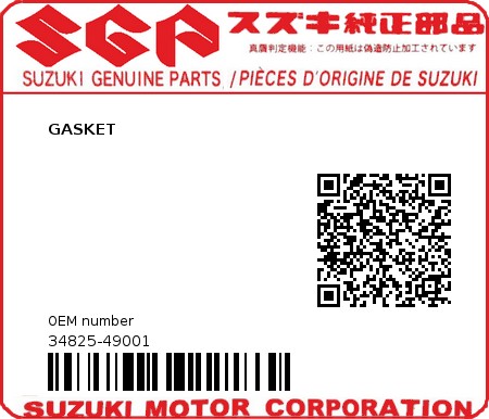 Product image: Suzuki - 34825-49001 - GASKET         