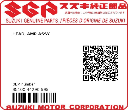 Product image: Suzuki - 35100-44290-999 - HEADLAMP ASSY 