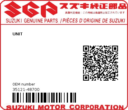 Product image: Suzuki - 35121-48700 - UNIT          0