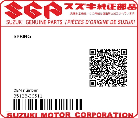 Product image: Suzuki - 35128-36511 - SPRING         