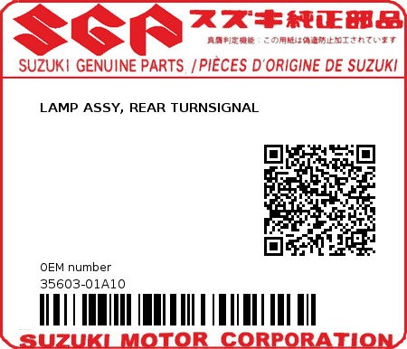 Product image: Suzuki - 35603-01A10 - LAMP ASSY, REAR TURNSIGNAL         