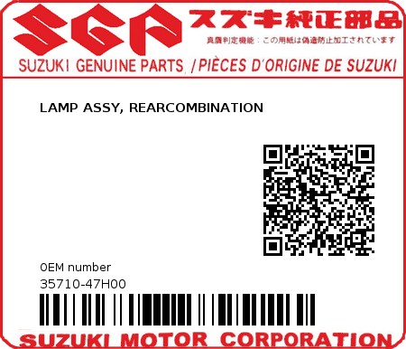 Product image: Suzuki - 35710-47H00 - LAMP ASSY, REARCOMBINATION         