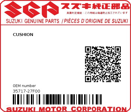 Product image: Suzuki - 35717-27F00 - CUSHION         