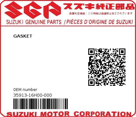 Product image: Suzuki - 35913-16H00-000 - GASKET  0