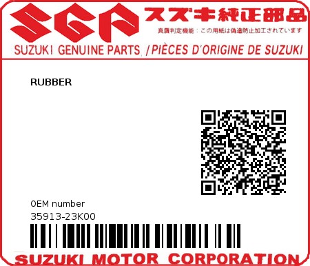 Product image: Suzuki - 35913-23K00 - RUBBER 