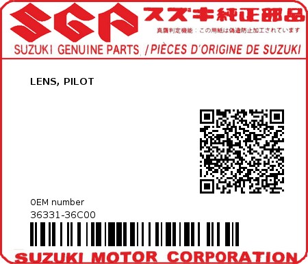 Product image: Suzuki - 36331-36C00 - LENS, PILOT 