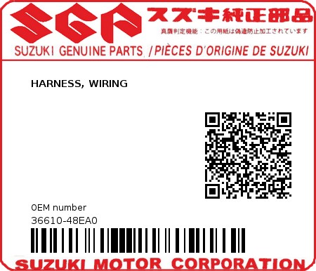 Product image: Suzuki - 36610-48EA0 - HARNESS, WIRING         