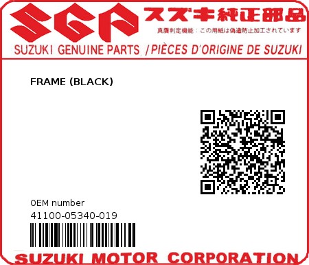 Product image: Suzuki - 41100-05340-019 - FRAME (BLACK) 