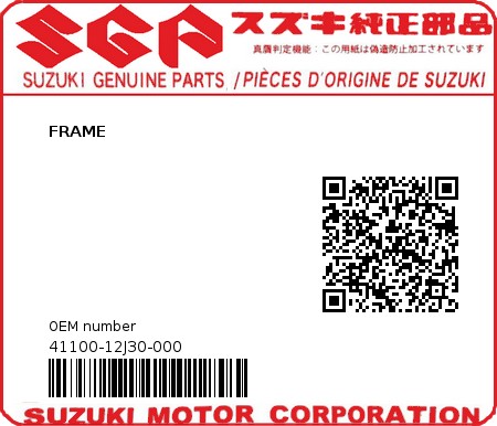 Product image: Suzuki - 41100-12J30-000 - FRAME 