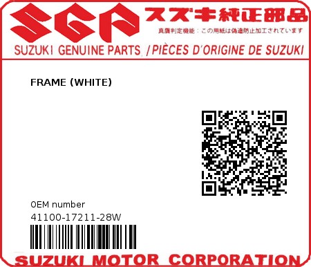 Product image: Suzuki - 41100-17211-28W - FRAME (WHITE) 