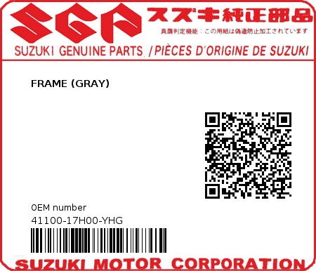 Product image: Suzuki - 41100-17H00-YHG - FRAME (GRAY) 