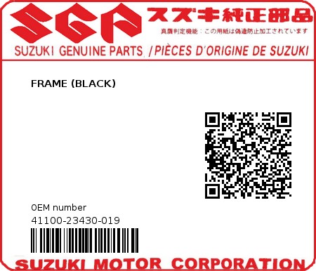 Product image: Suzuki - 41100-23430-019 - FRAME (BLACK) 