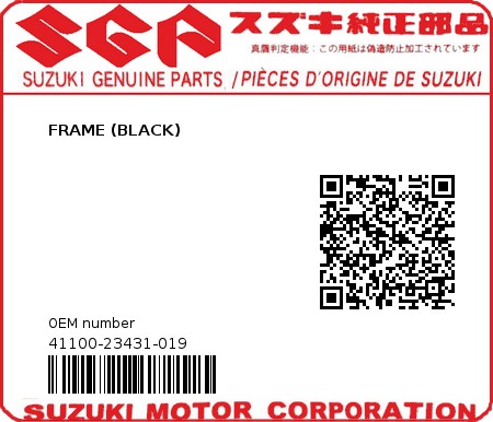 Product image: Suzuki - 41100-23431-019 - FRAME (BLACK) 