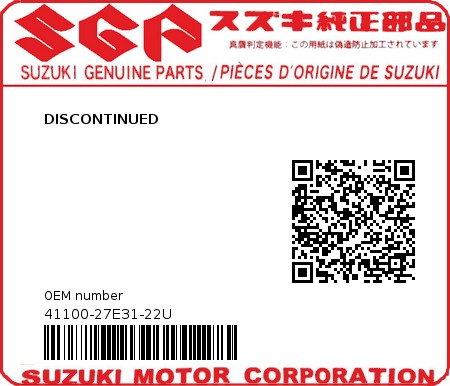 Product image: Suzuki - 41100-27E31-22U - DISCONTINUED 