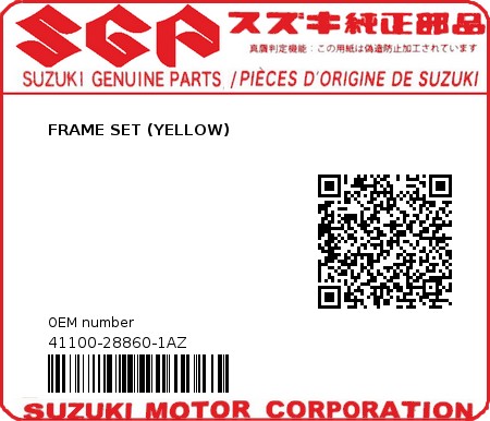 Product image: Suzuki - 41100-28860-1AZ - FRAME SET (YELLOW) 