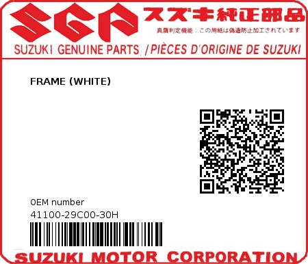 Product image: Suzuki - 41100-29C00-30H - FRAME (WHITE) 