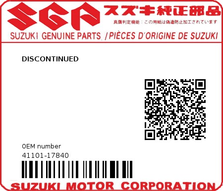 Product image: Suzuki - 41101-17840 - DISCONTINUED 