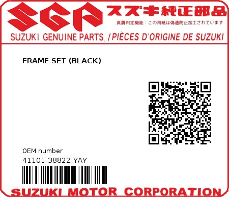 Product image: Suzuki - 41101-38822-YAY - FRAME SET (BLACK)  0