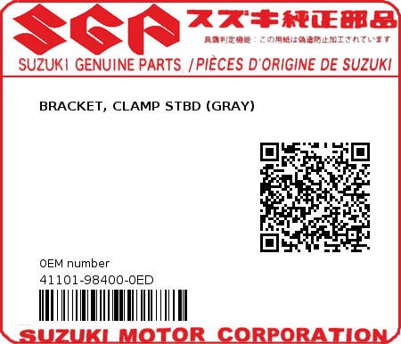 Product image: Suzuki - 41101-98400-0ED - BRACKET ASSY,CL  0