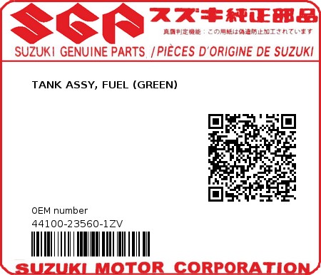 Product image: Suzuki - 44100-23560-1ZV - TANK ASSY, FUEL (GREEN) 