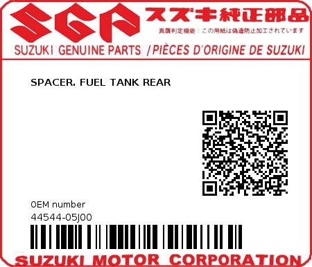 Product image: Suzuki - 44544-05J00 - SPACER. FUEL TANK REAR 