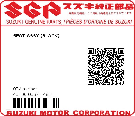 Product image: Suzuki - 45100-05321-48H - SEAT ASSY (BLACK) 