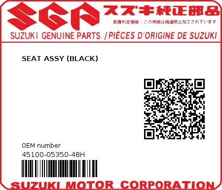 Product image: Suzuki - 45100-05350-48H - SEAT ASSY (BLACK)  0