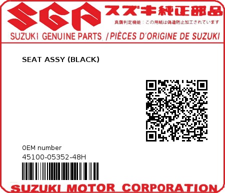 Product image: Suzuki - 45100-05352-48H - SEAT ASSY (BLACK)  0