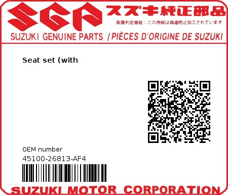 Product image: Suzuki - 45100-26813-AF4 - Seat set (with  0