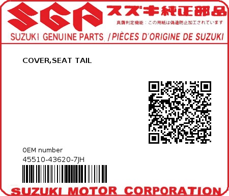 Product image: Suzuki - 45510-43620-7JH - COVER,SEAT TAIL 