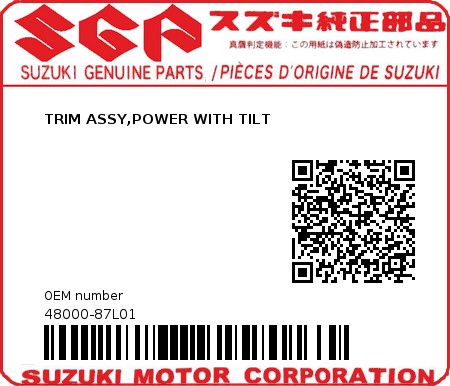 Product image: Suzuki - 48000-87L01 - TRIM ASSY,POWER WITH TILT  0