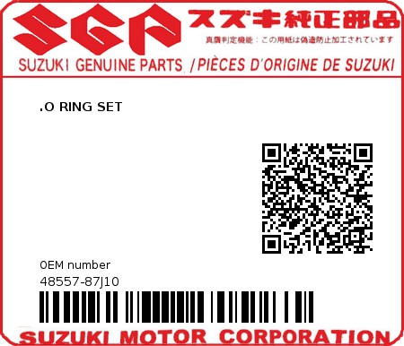 Product image: Suzuki - 48557-87J10 - O RING SET  0