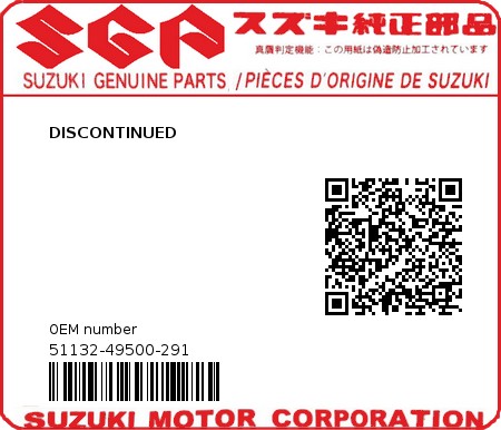 Product image: Suzuki - 51132-49500-291 - DISCONTINUED 