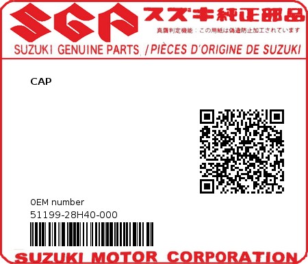 Product image: Suzuki - 51199-28H40-000 - CAP  0