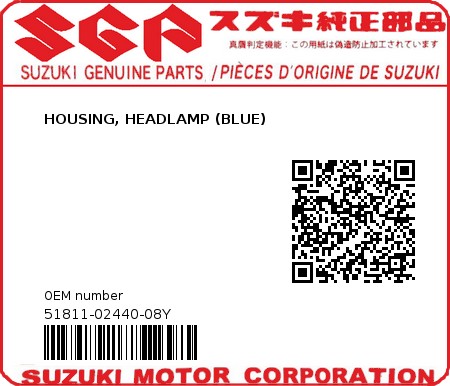 Product image: Suzuki - 51811-02440-08Y - HOUSING, HEADLAMP (BLUE) 