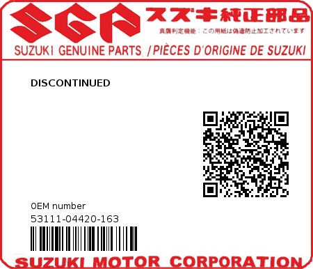 Product image: Suzuki - 53111-04420-163 - DISCONTINUED 