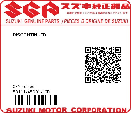 Product image: Suzuki - 53111-45901-16D - DISCONTINUED 