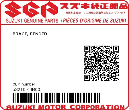 Product image: Suzuki - 53210-44B00 - BRACE, FENDER          0