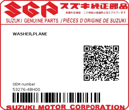 Product image: Suzuki - 53276-48H00 - WASHER,PLANE 