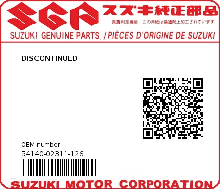 Product image: Suzuki - 54140-02311-126 - DISCONTINUED 