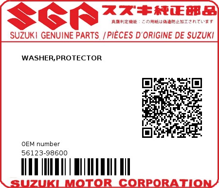 Product image: Suzuki - 56123-98600 - WASHER,PROTECTOR  0