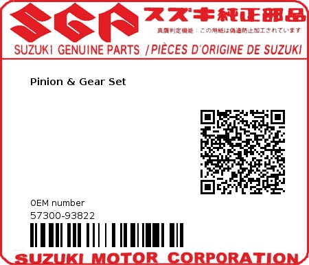 Product image: Suzuki - 57300-93822 - Pinion & Gear Set  0